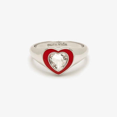 Stone & Enamel Heart Ring