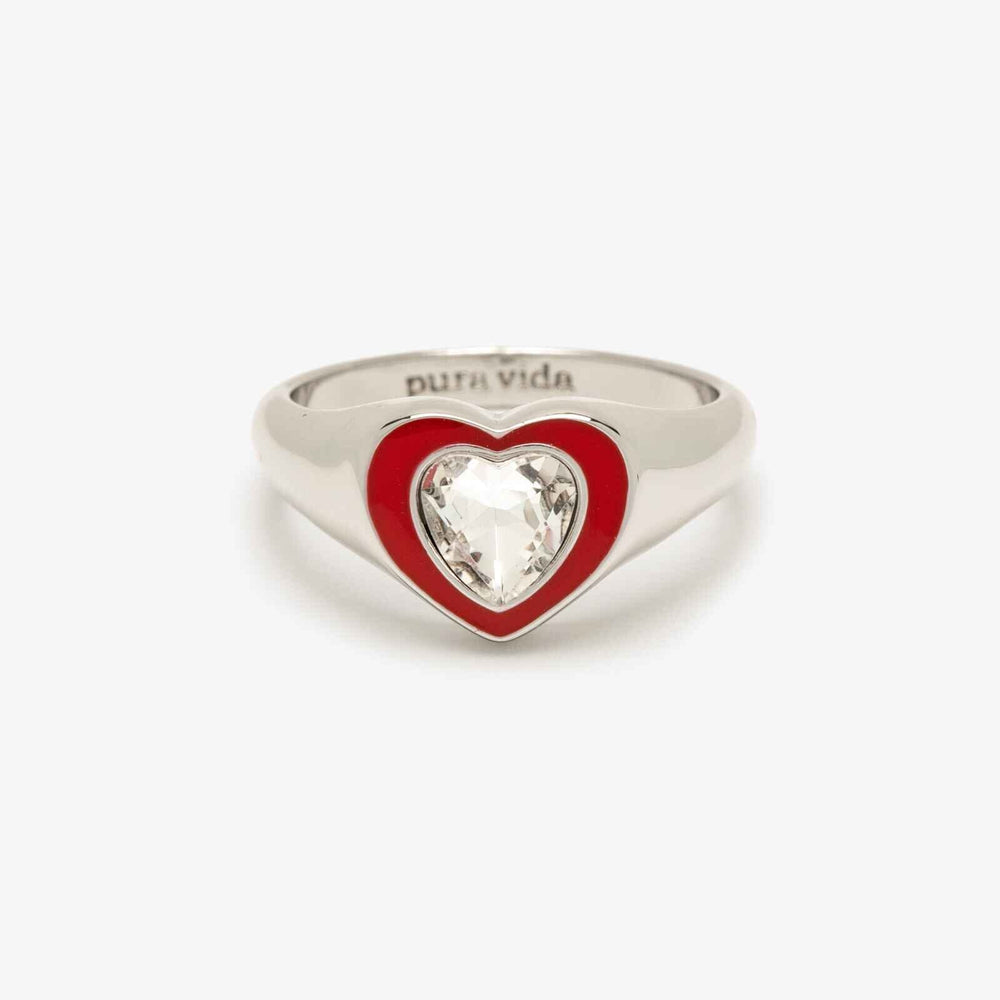 Stone & Enamel Heart Ring 11