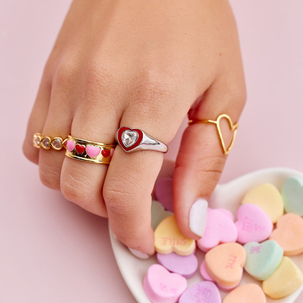 Enamel Heart Ring | Rose Gold Metal | Cute Friendship, Best Friend & Couple Promise Rings for Girls, Women, or Girlfriend | Puravida