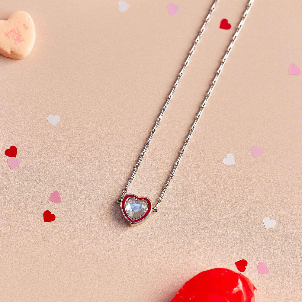 Stone & Enamel Heart Pendant Necklace 6