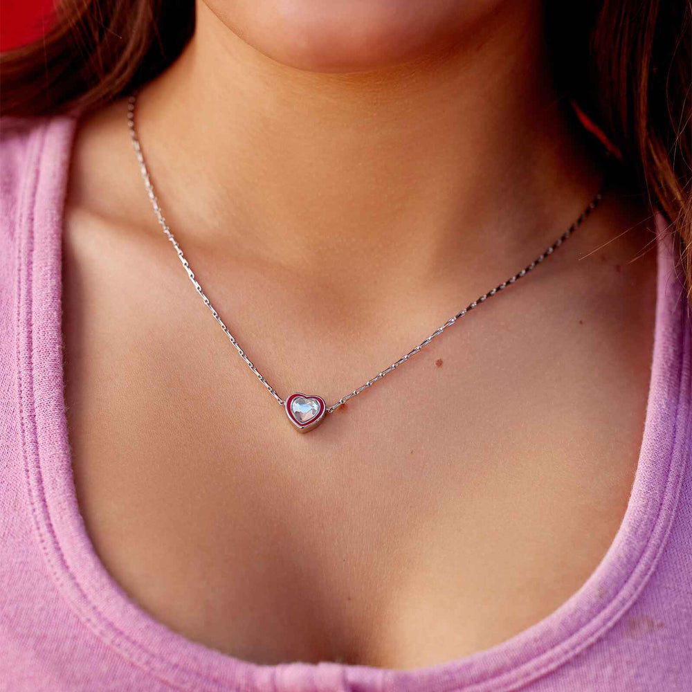 Stone & Enamel Heart Pendant Necklace 7