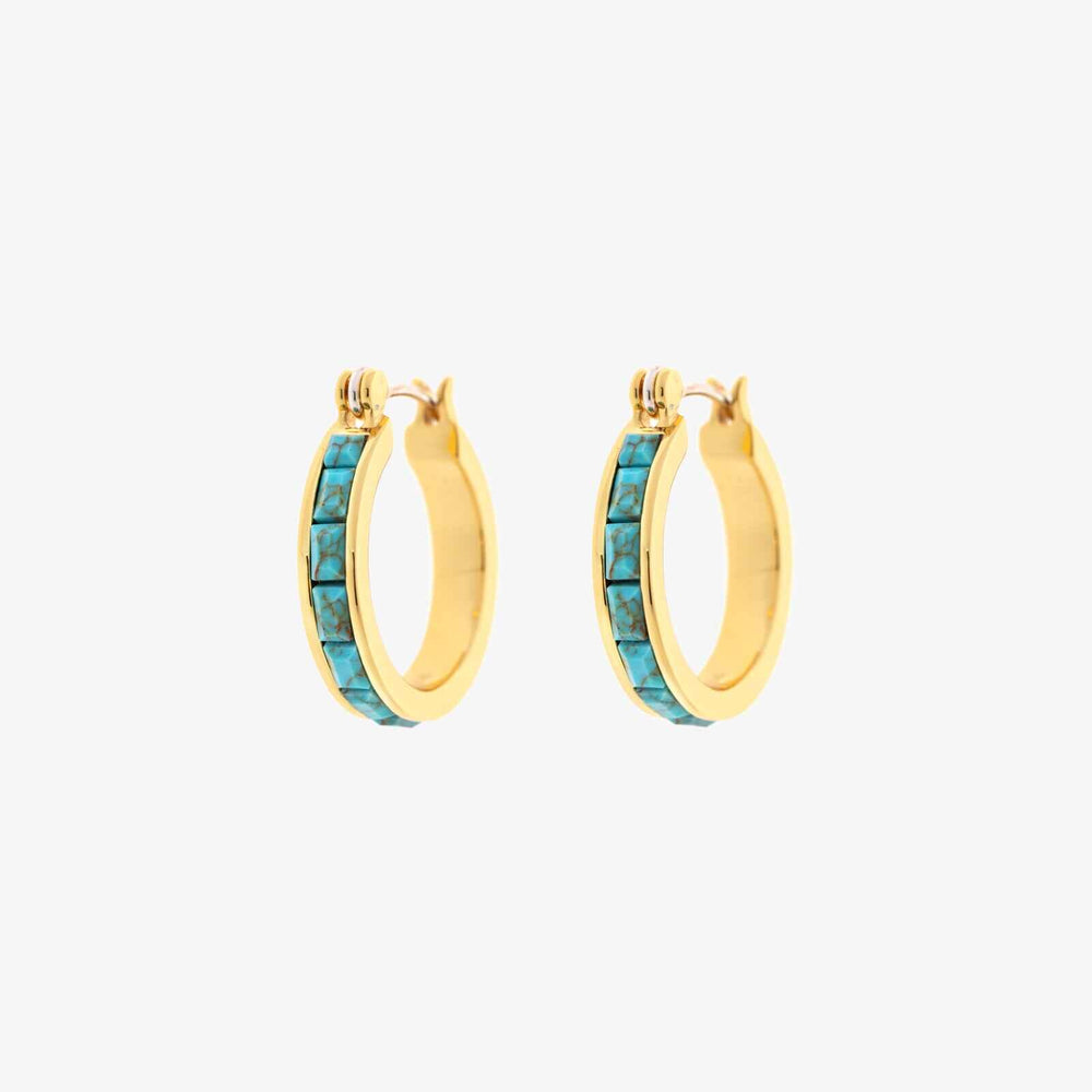 Turquoise Tile Hoop Earrings 1