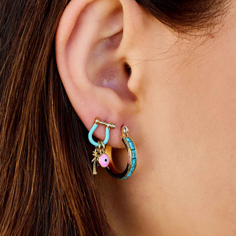 Turquoise Tile Hoop Earrings 3