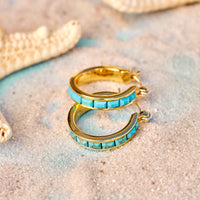 Turquoise Tile Hoop Earrings Gallery Thumbnail
