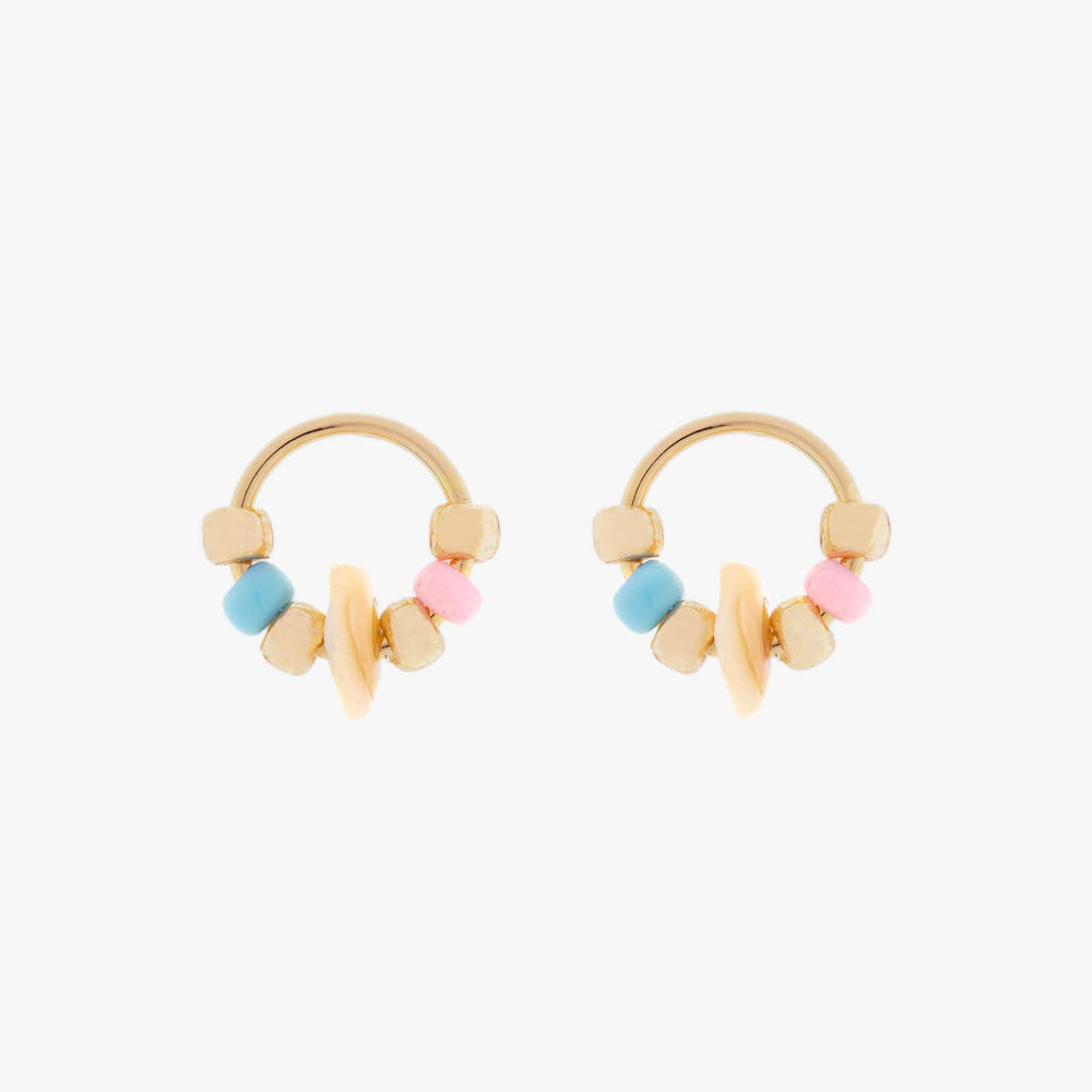 Seed Bead and Shell Stud Earrings 1
