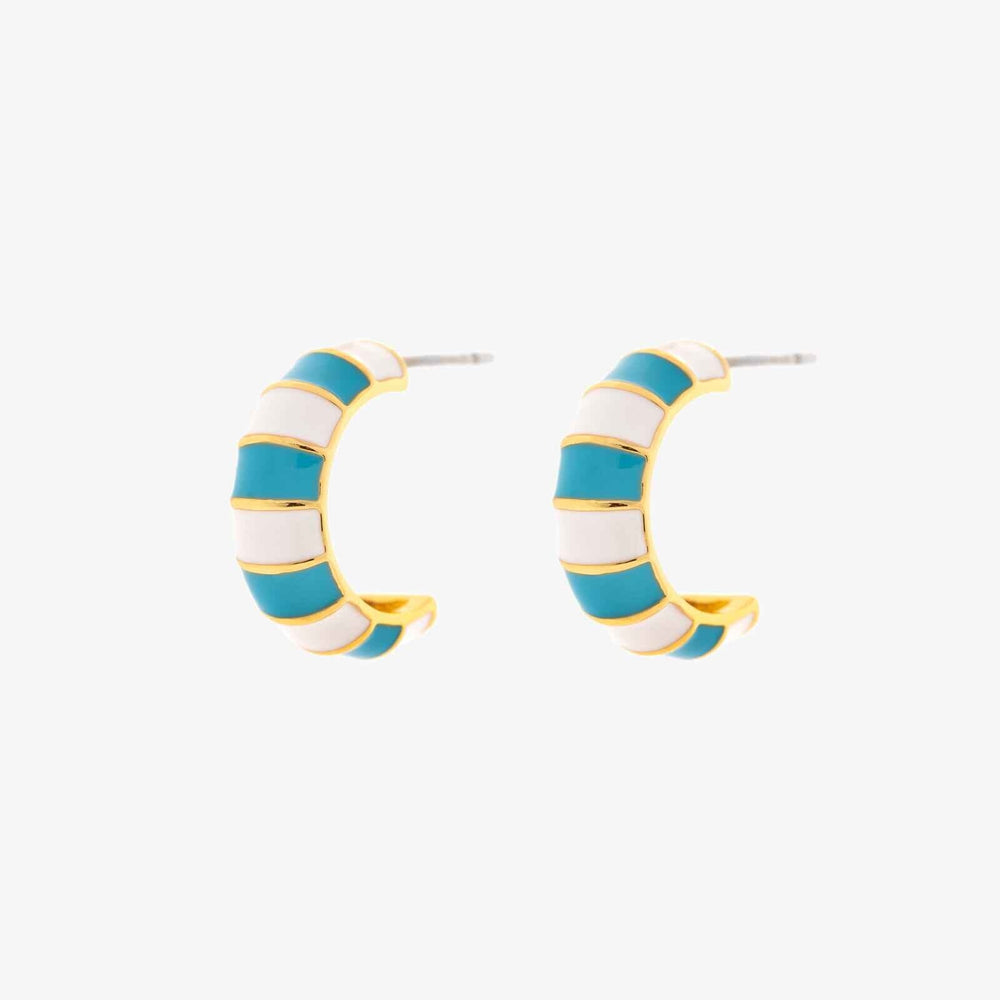 Striped Enamel Gold Hoop Earrings 1