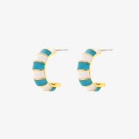 Striped Enamel Gold Hoop Earrings Gallery Thumbnail