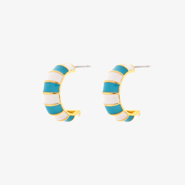 Striped Enamel Gold Hoop Earrings