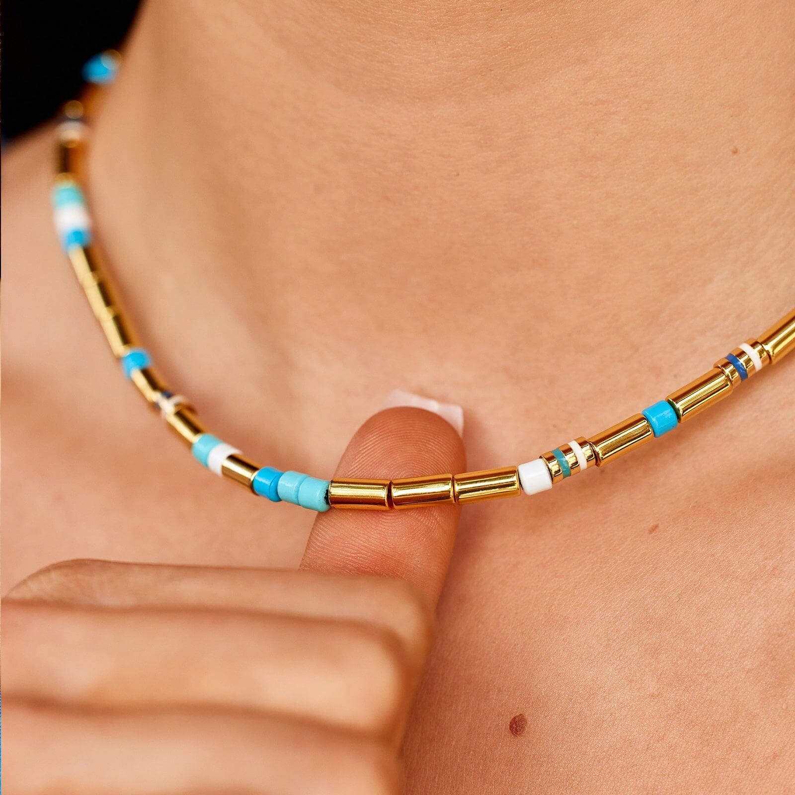 World Water Day Mixed Bead Choker