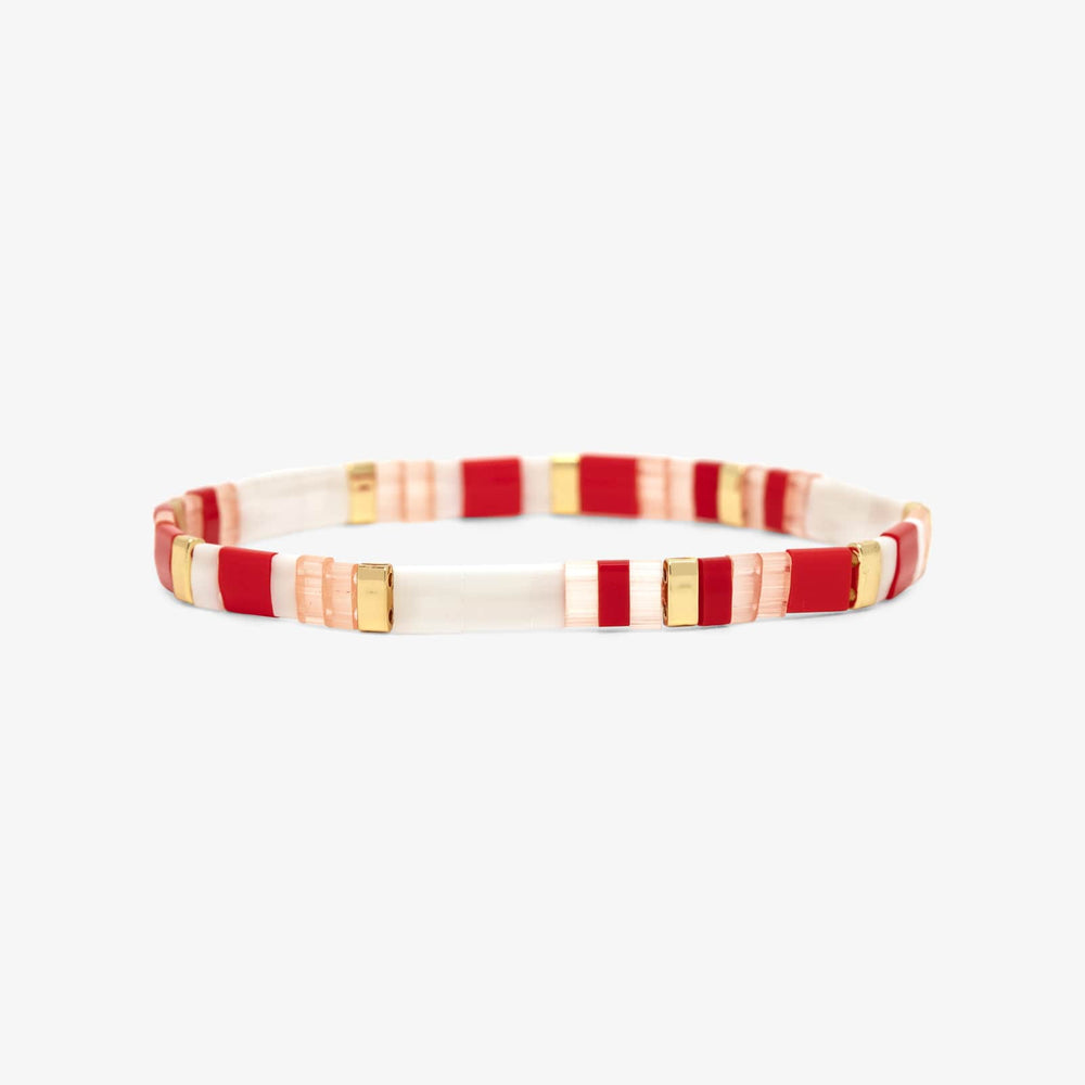 Tile Bead Stretch Bracelet | Rose Gold Beaded | Friendship Bracelets for Girls & Women | Couple, Matching String Bestfriend Bracelets | Puravida