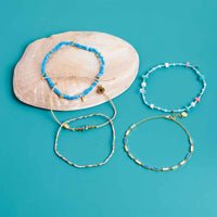 Turquoise Chip Bitty Braid Anklet Gallery Thumbnail