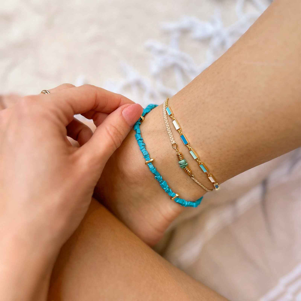 Turquoise Chip Bitty Braid Anklet 3