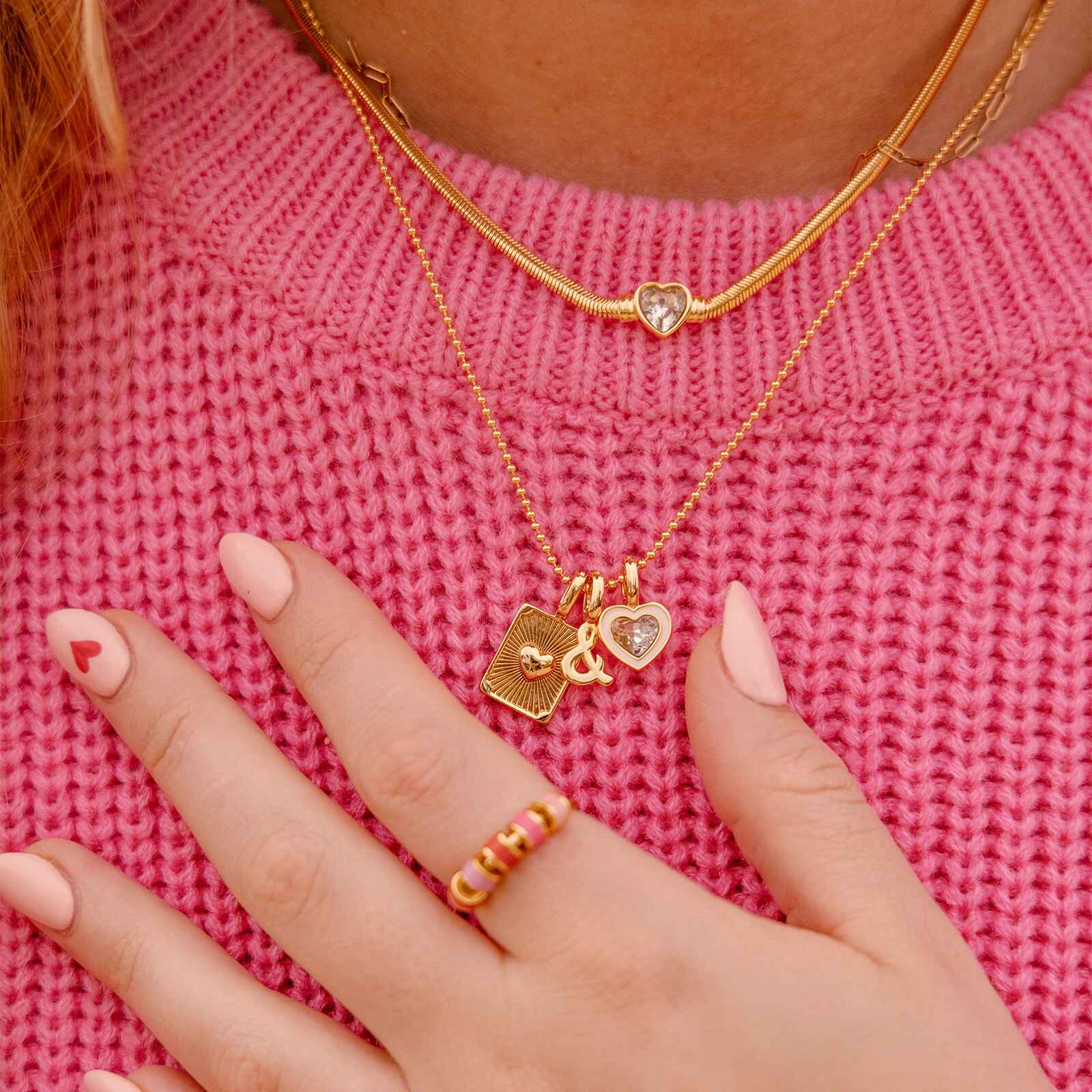 Harper Stone & Enamel Heart Charm