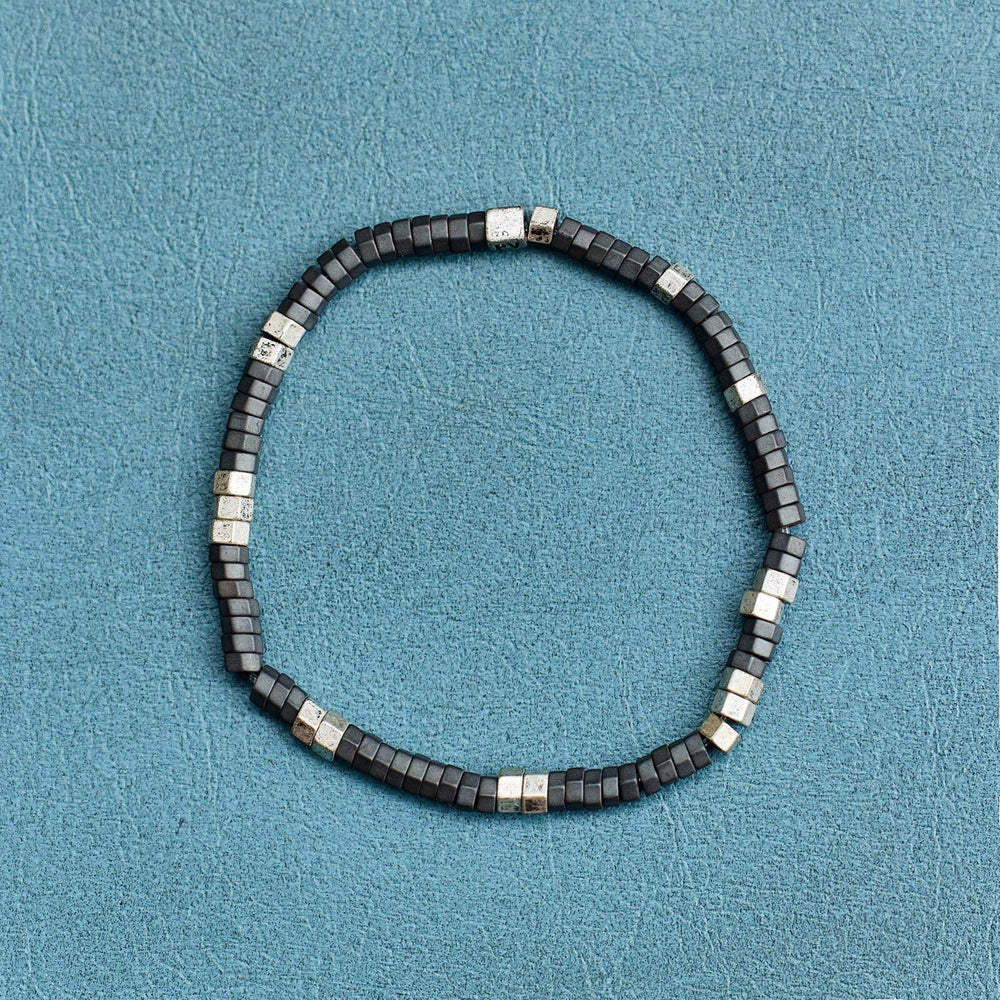 Men's Faceted Pyrite Stretch Bracelet 2