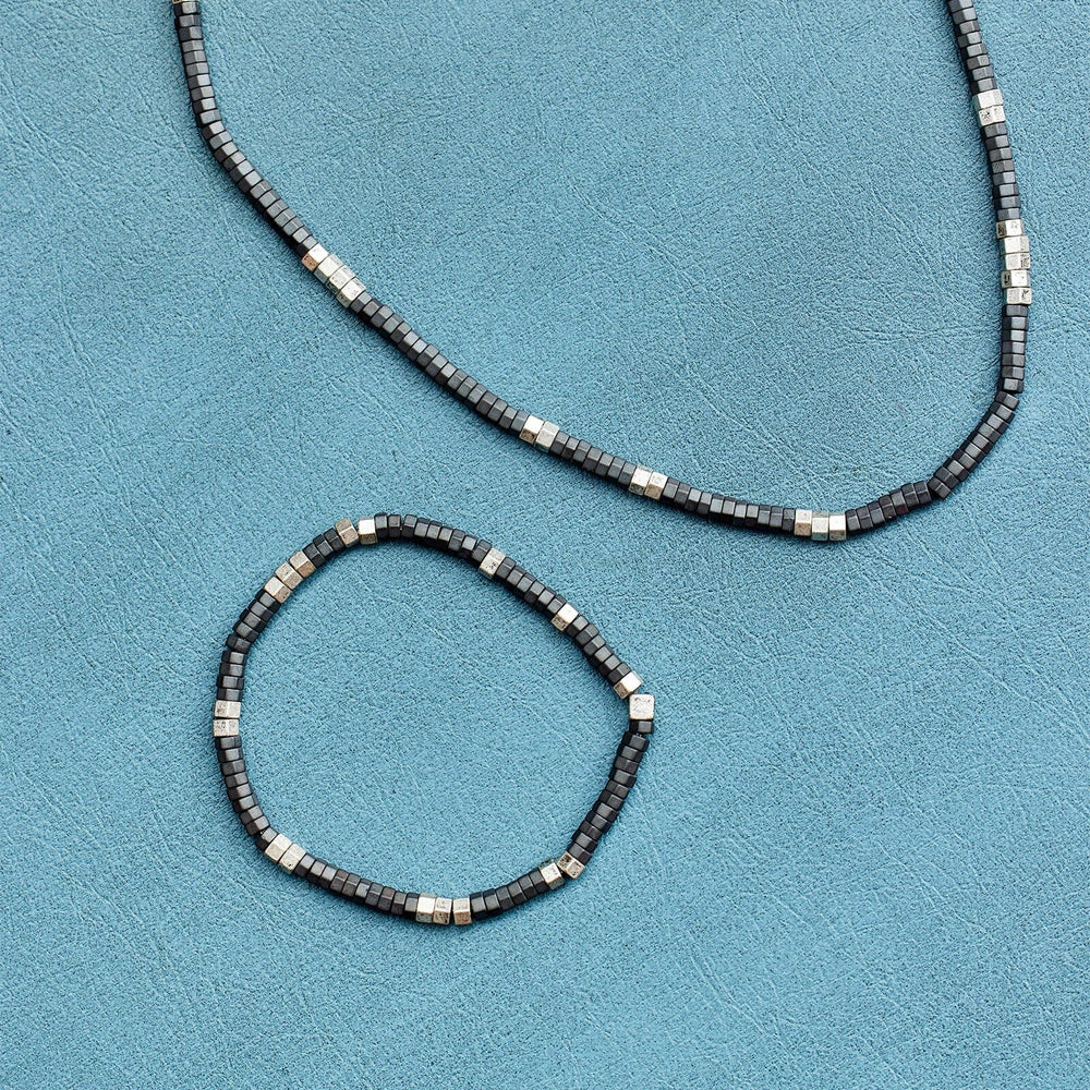 Men's Faceted Pyrite Stretch Bracelet 3