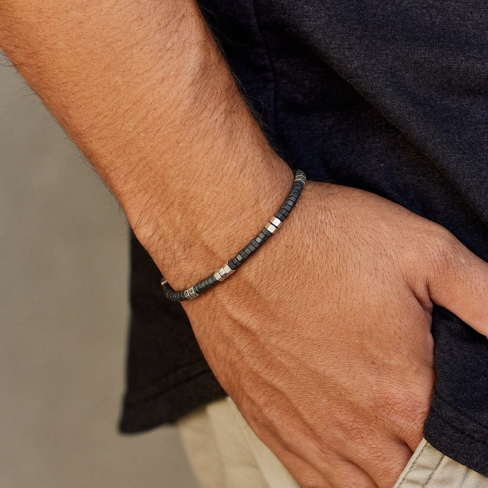Men's Faceted Pyrite Stretch Bracelet 4