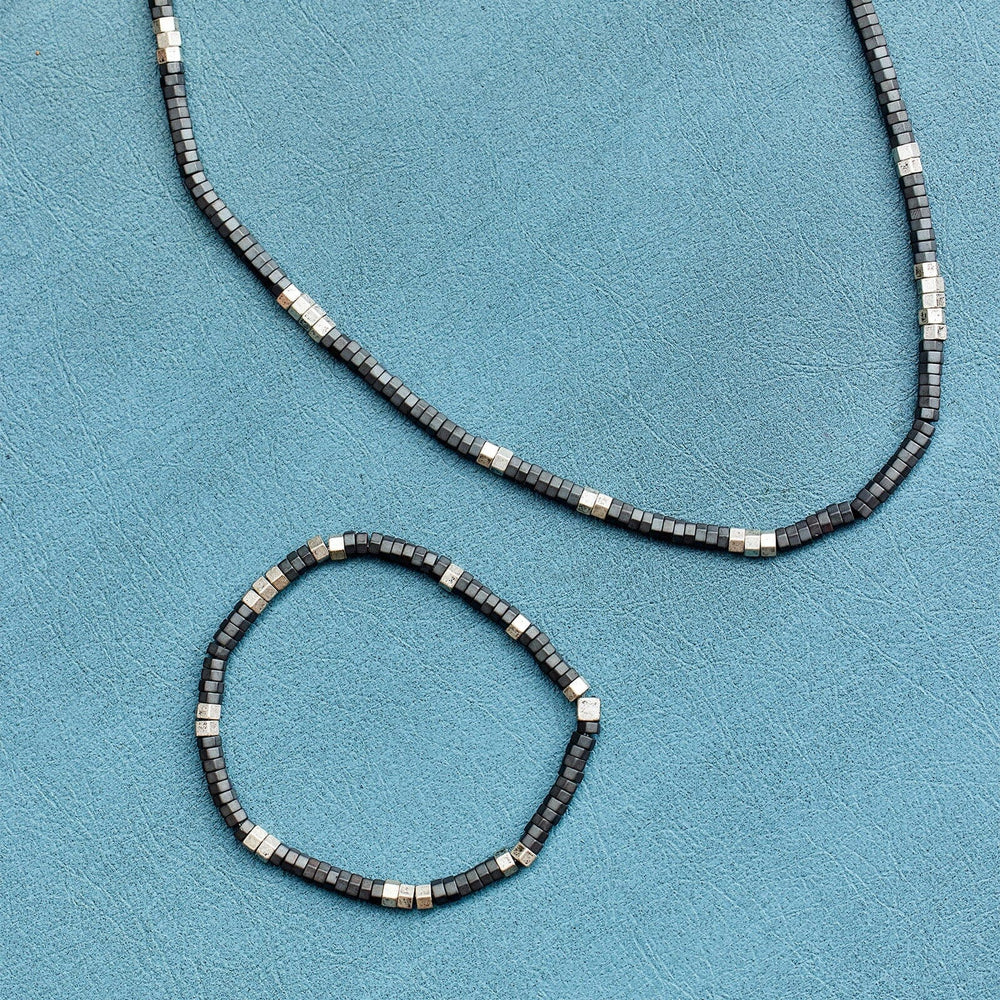 Men's Faceted Pyrite Bead Necklace 3