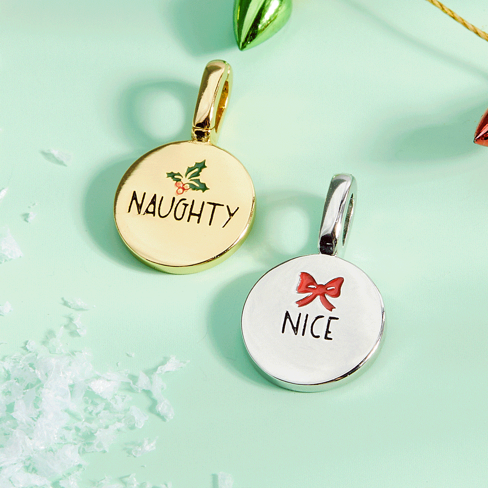 Harper Double Sided Naughty or Nice Charm 20