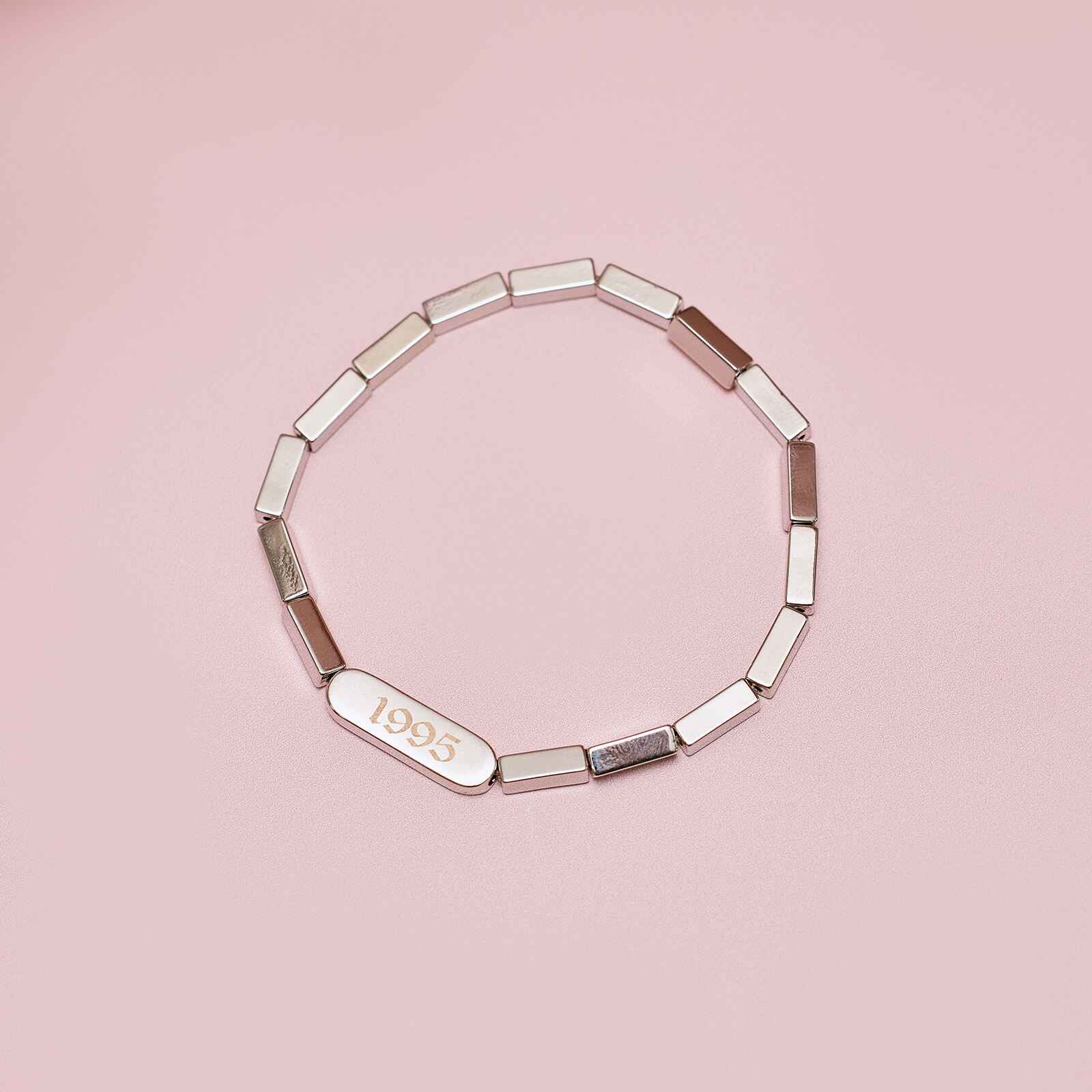 Engravable Rectangle Bead Stretch Bracelet