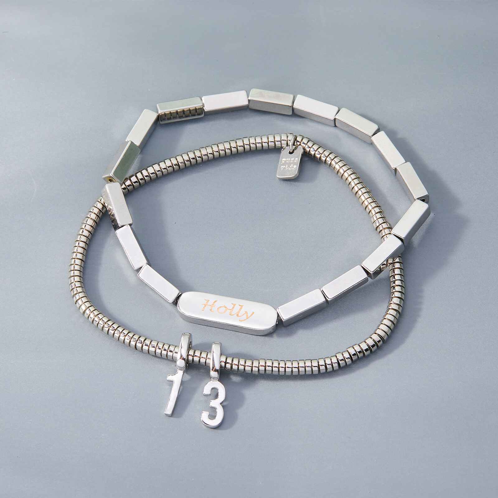 Engravable Rectangle Bead Stretch Bracelet