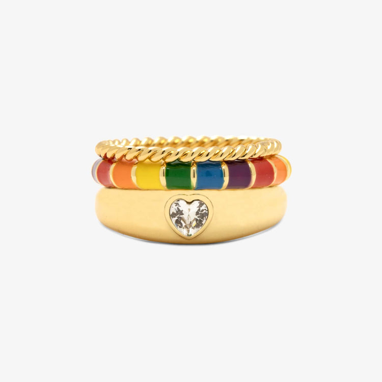 Rainbow Enamel Ring Stack