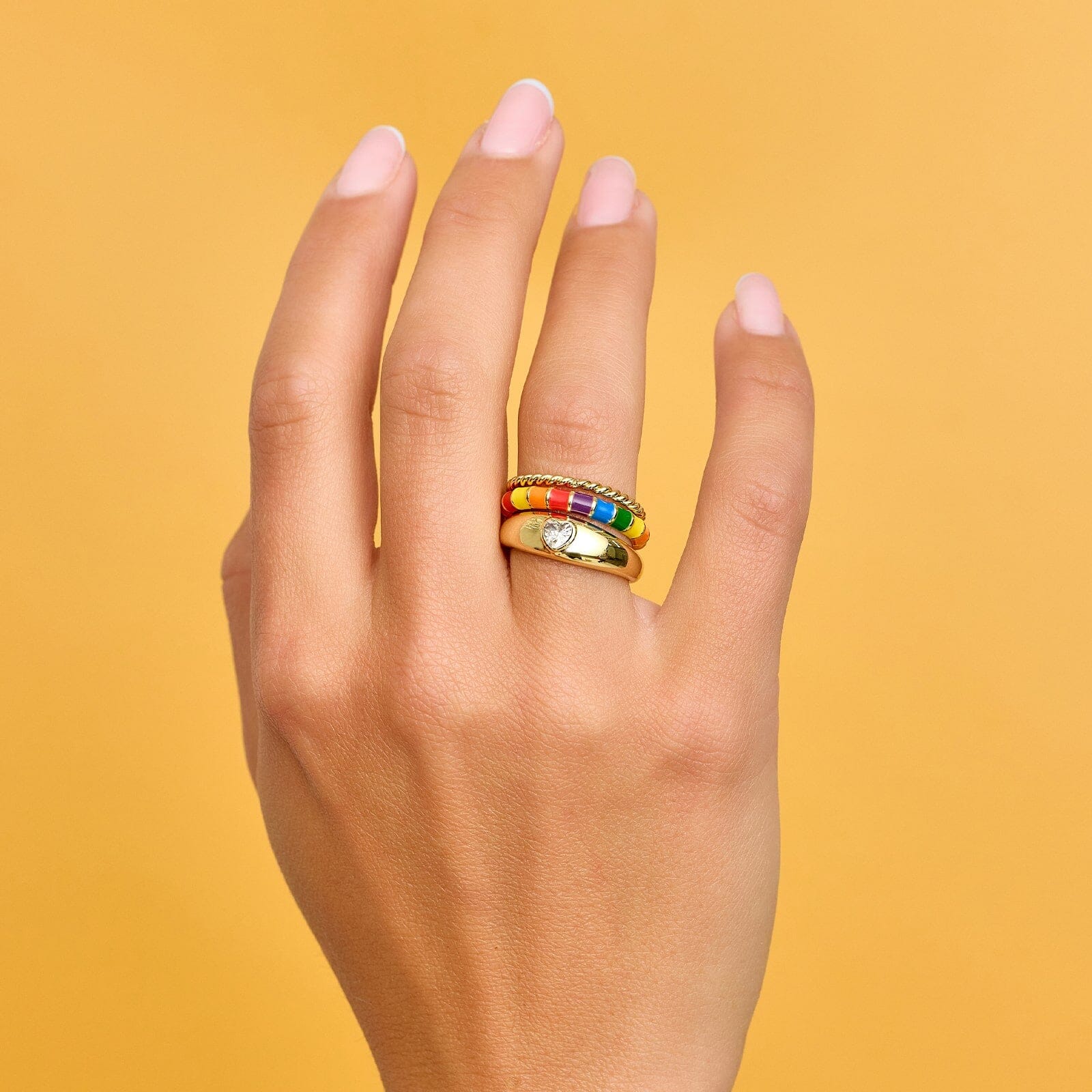 Rainbow Enamel Ring Stack - Main Image