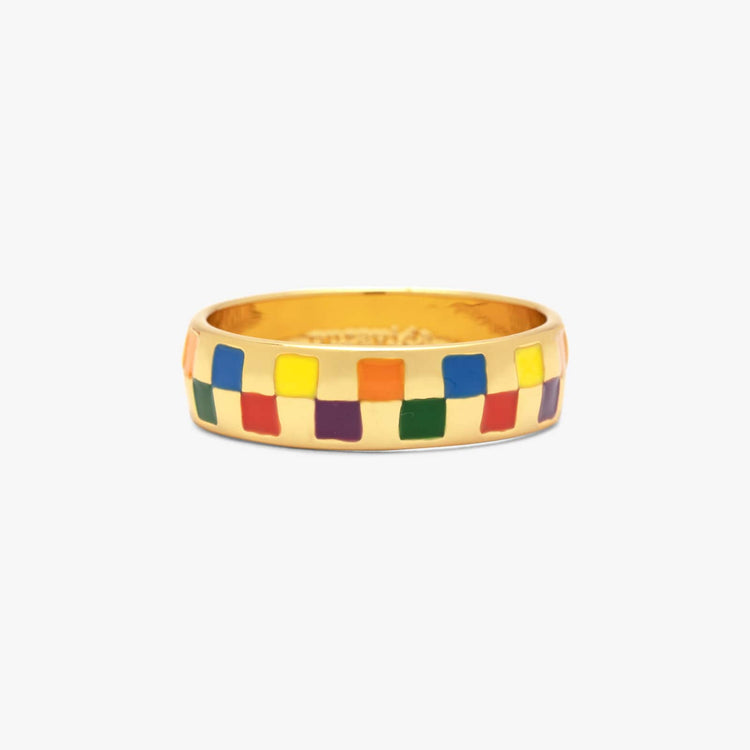 Rainbow Checkerboard Ring