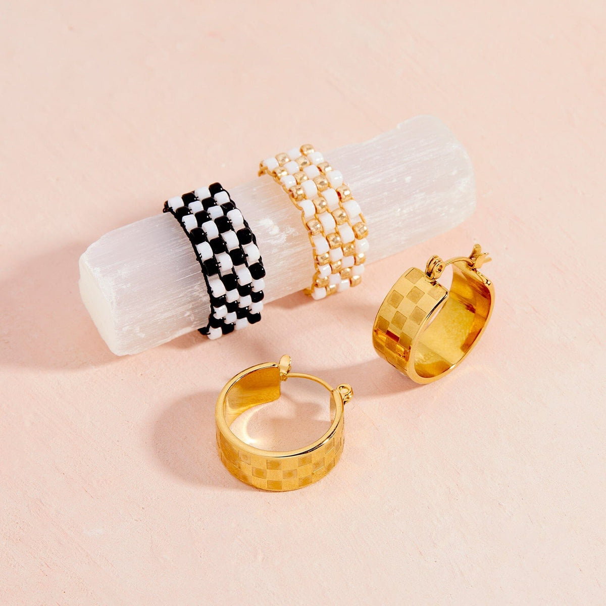 Assorted Check Rings Gold Check Fidget Ring