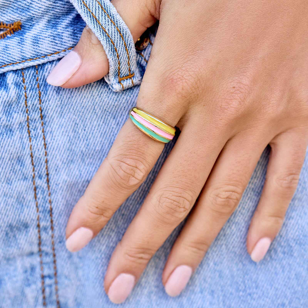 Sunset Striped Dome Ring 2