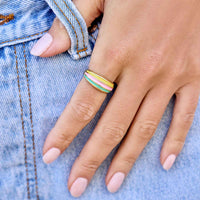 Sunset Striped Dome Ring Gallery Thumbnail