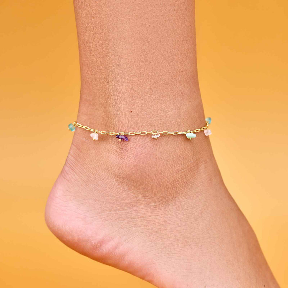 Gemstone Drop Chain Anklet 2