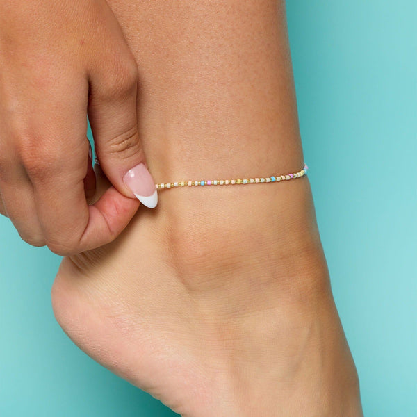 Mixed Seed Bead Stretch Anklet