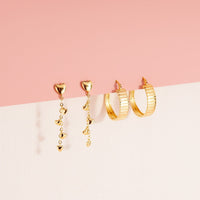 Heart Drop Chain Earrings Gallery Thumbnail