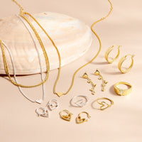 Heart Drop Chain Earrings Gallery Thumbnail