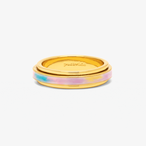 Pura Vida Bracelets Tie-Dye Fidget Ring Gold