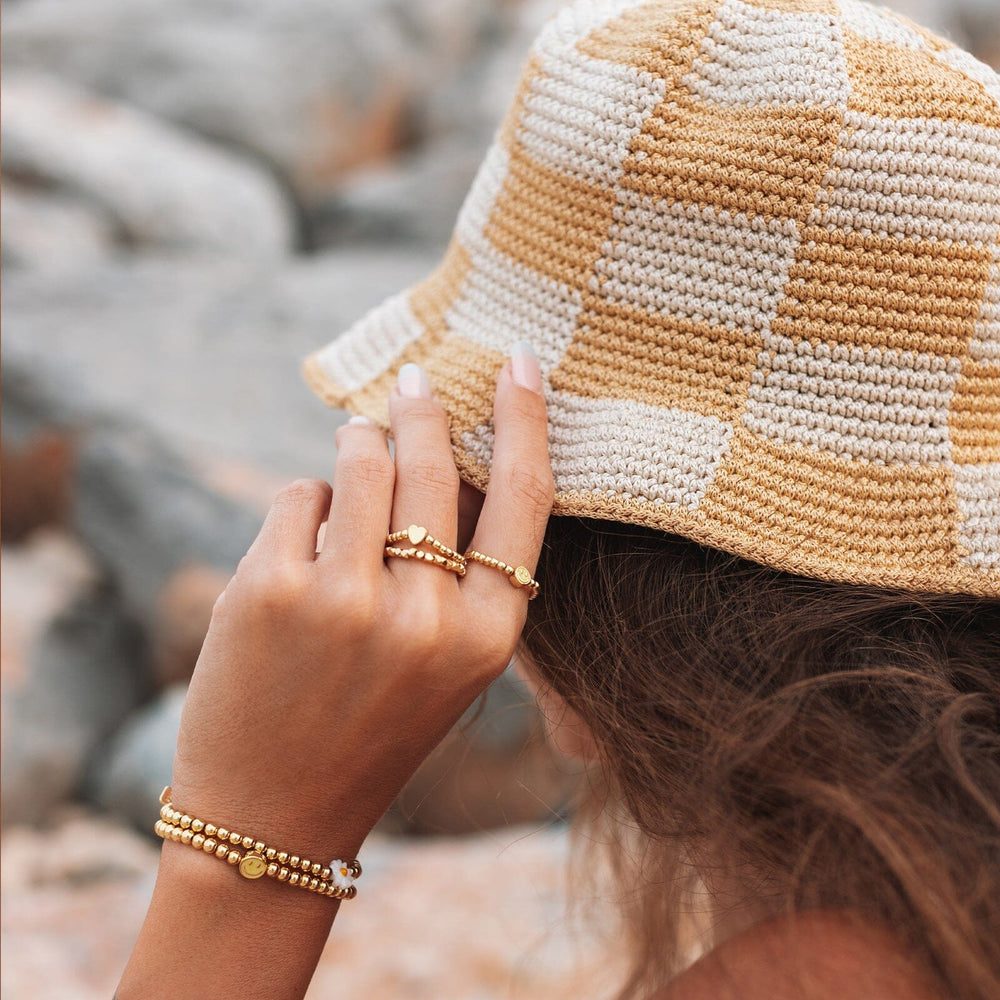 Faceted Gold Bead Stretch Ring