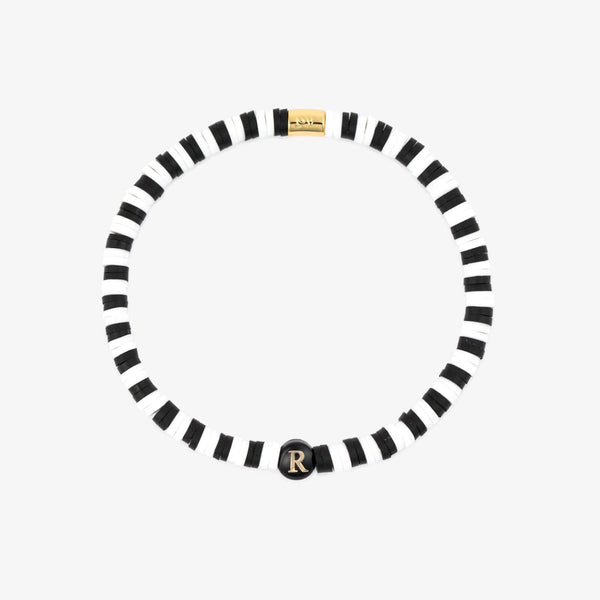 Black and White Alphabet Stretch Bracelet