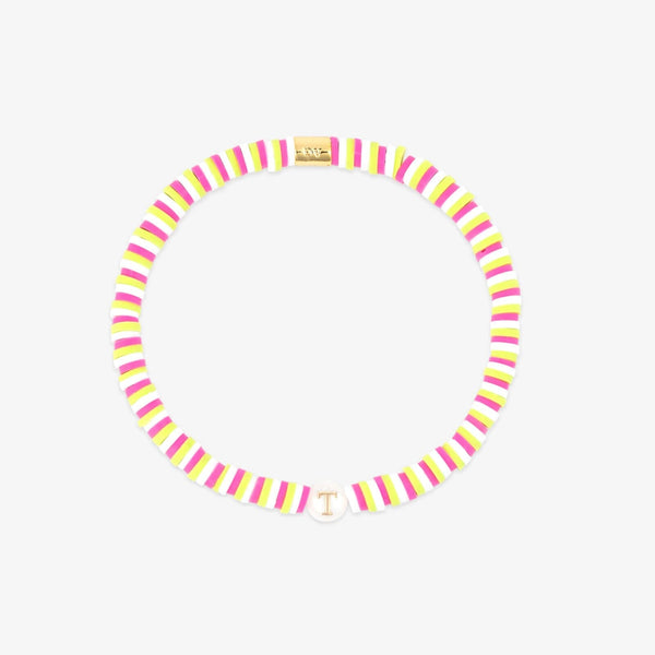 Raspberry Alphabet Stretch Bracelet