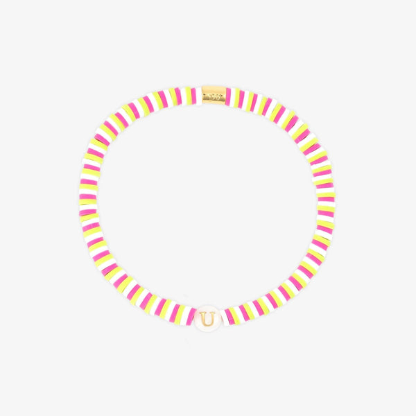Raspberry Alphabet Stretch Bracelet