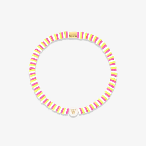 Raspberry Alphabet Stretch Bracelet