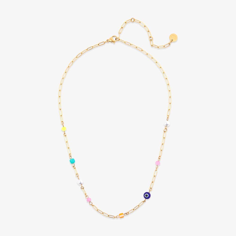 Salina Mixed Bead Paperclip Chain Choker