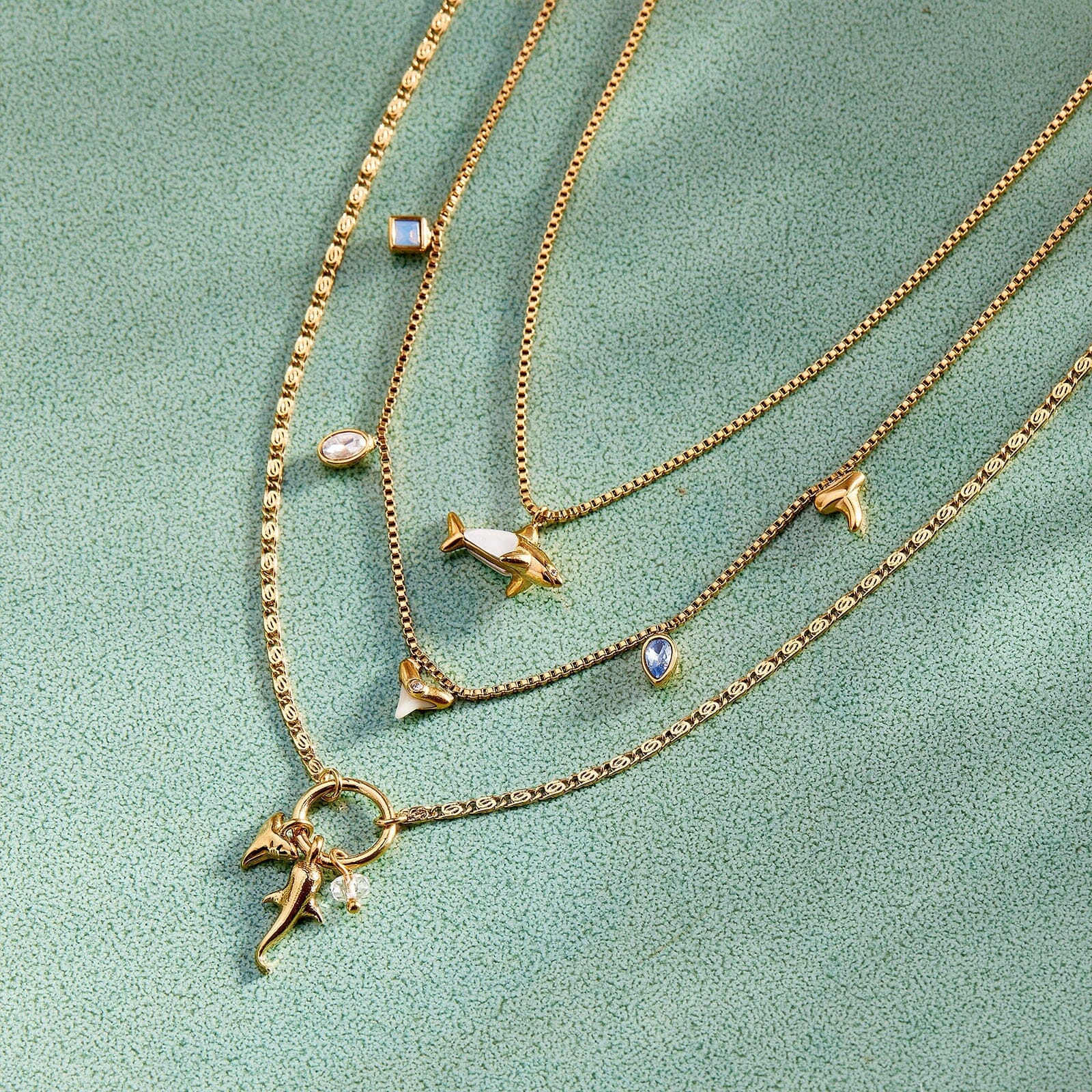 Shark Tooth Multi Charm Necklace