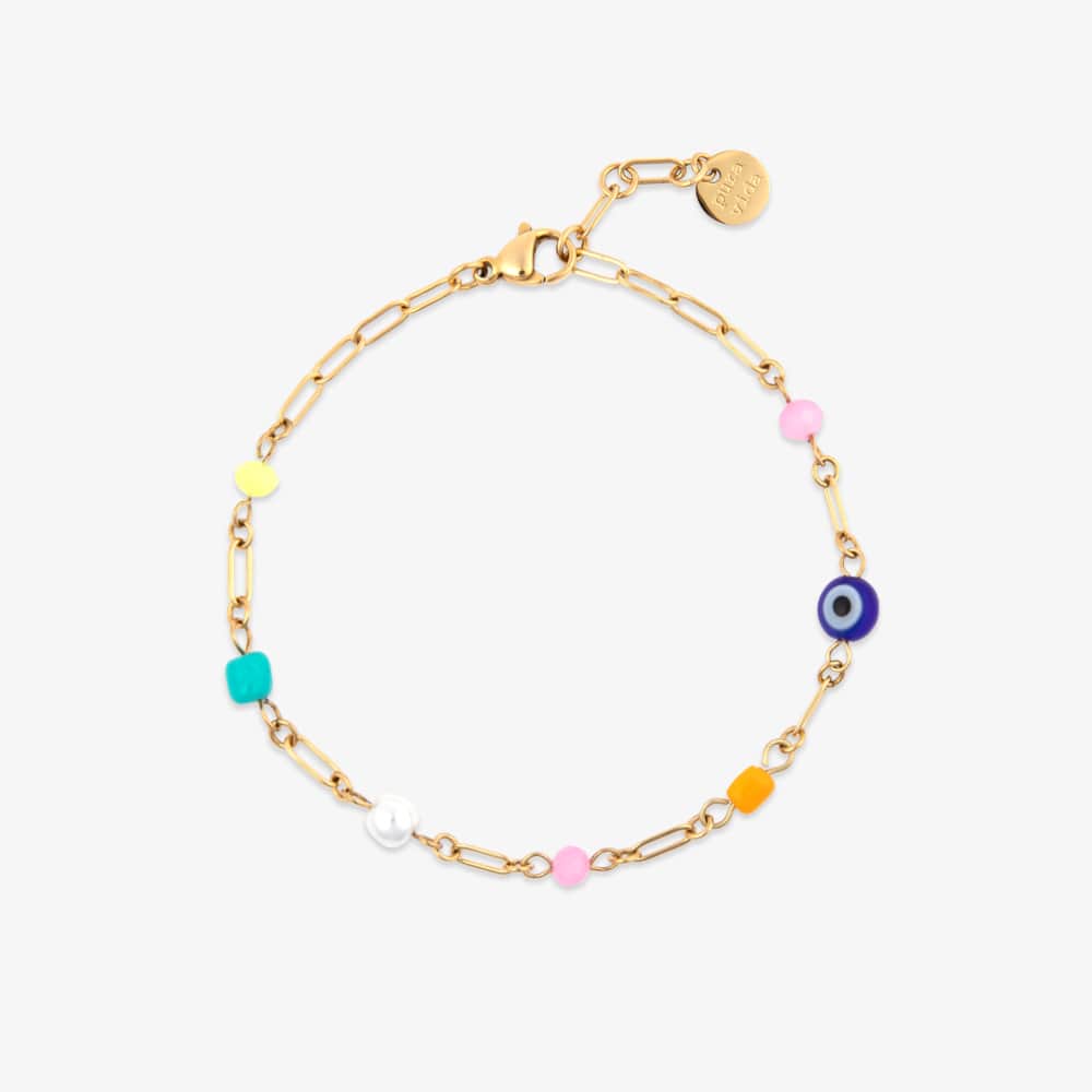 Salina Mixed Bead Paperclip Chain Bracelet