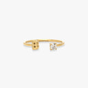 Initial Stone Open Ring