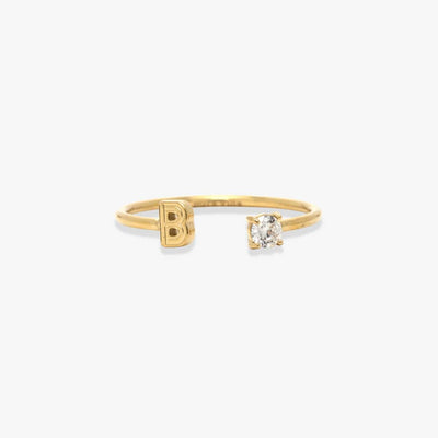 Initial Stone Open Ring