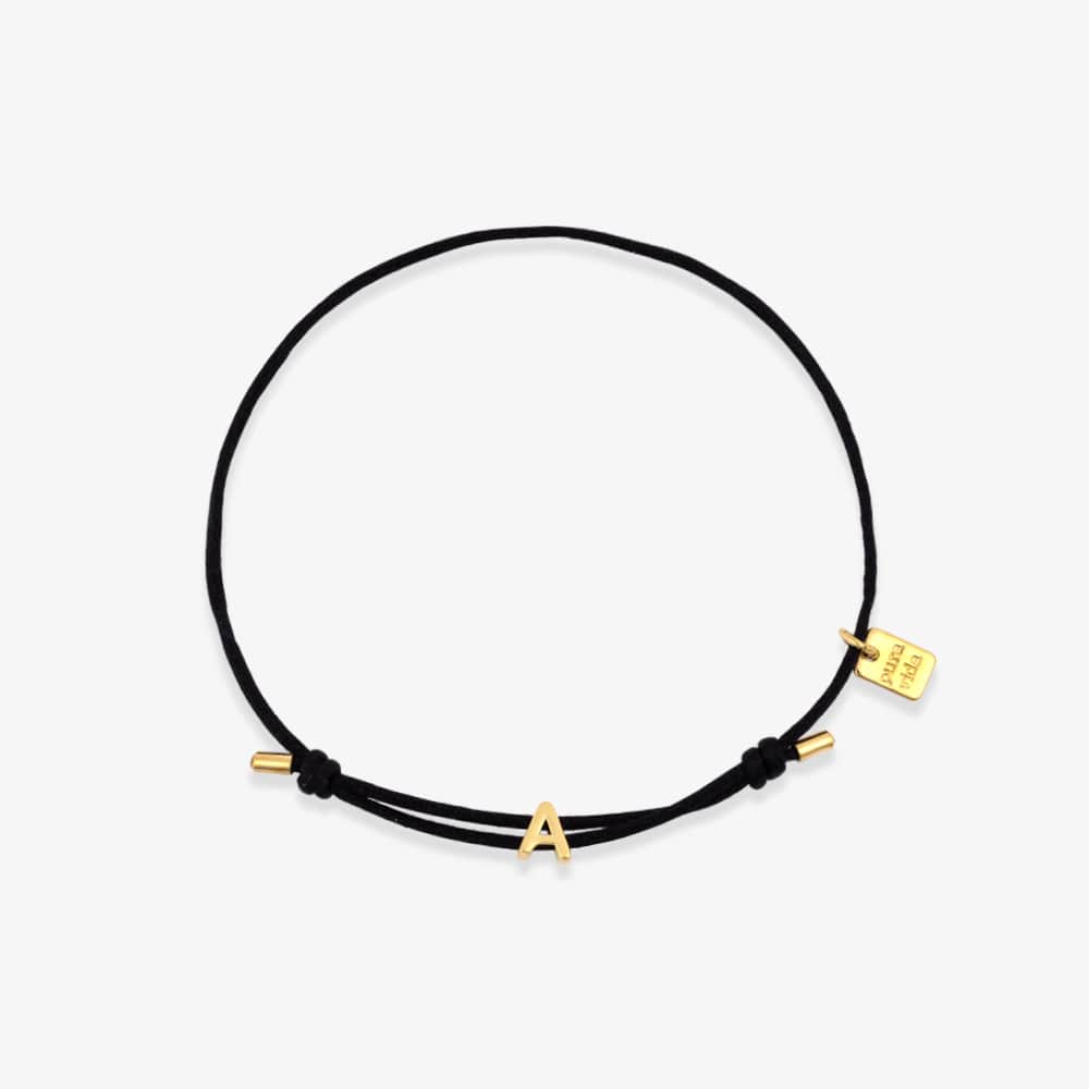 String Initial Pendant Bracelet Paper Clip Pearl Initial Charm