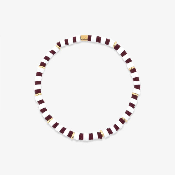 Maroon & White Stretch Bracelet