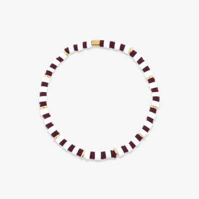 Maroon & White Stretch Bracelet