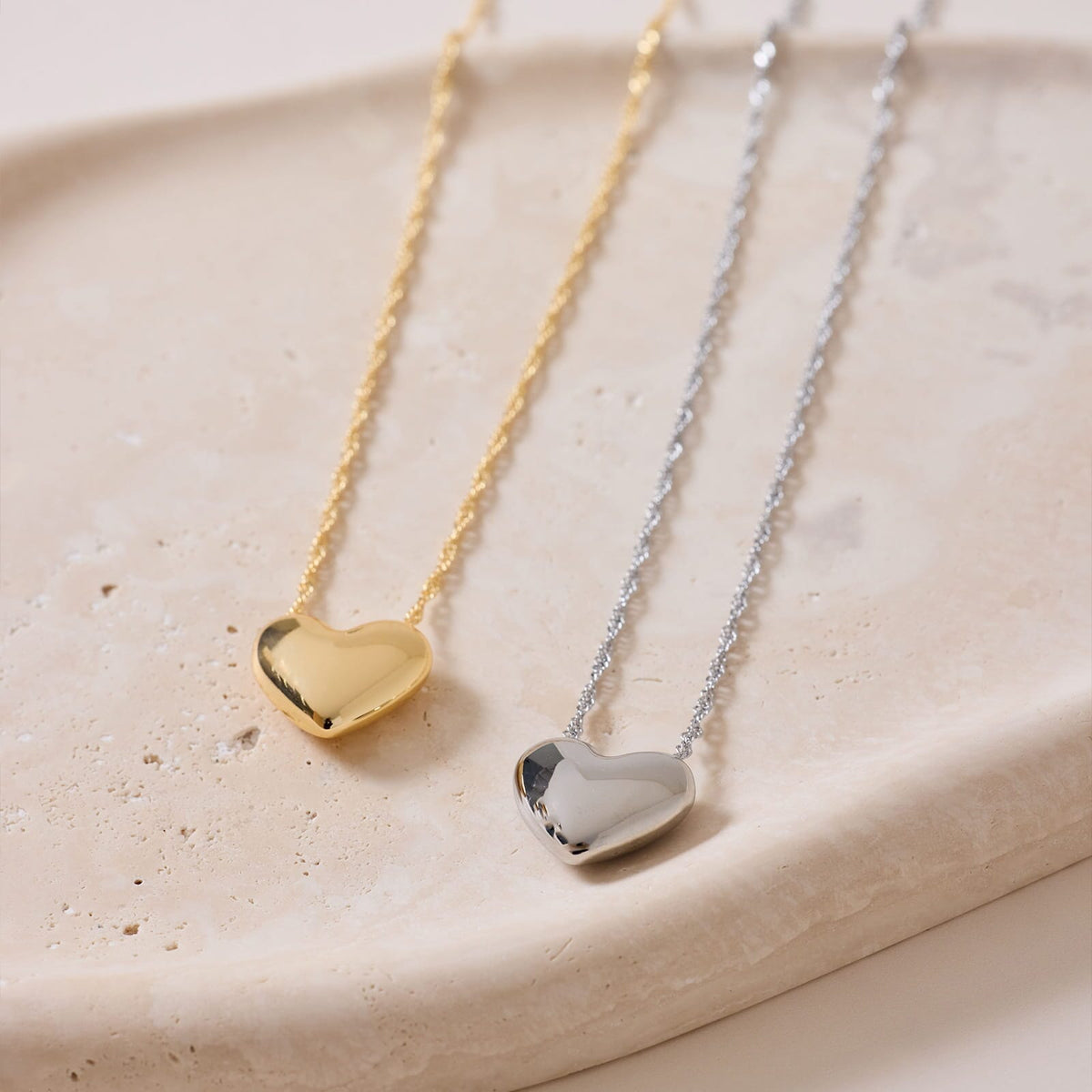 Puffy Heart Bead Pendant Necklace