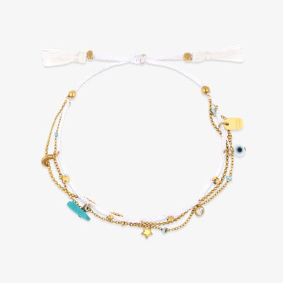 String and Chain Layered Bracelet